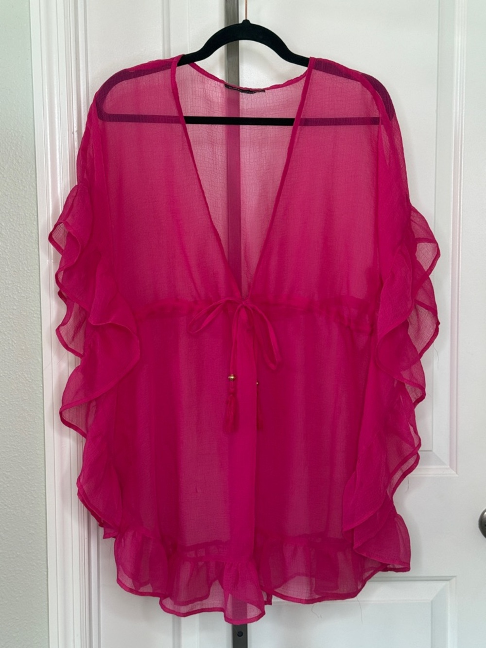 Club Z Collection Sheer Ruffled Coverup - Picture 2 of 7